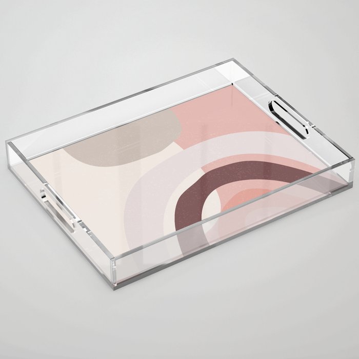 Abstract Pink Geometry Acrylic Tray