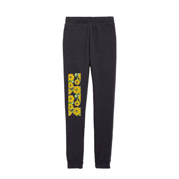 Vibrant Blooms – Yellow Flowers on White Kids Joggers