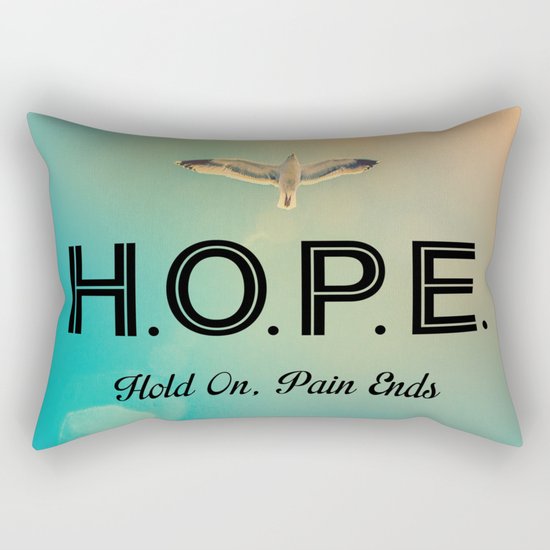 Always Have Hope (Seagull Flying in Teal Sky) Rectangular Pillow