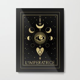 L' Imperatrice or The Empress Tarot Gold Metal Print | Cafelab, Girl, Witch, Gold, Graphicdesign, Night, Tarot, Power, Moon, Star 