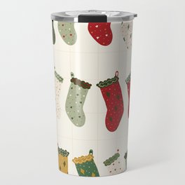 Christmas Stockings in Cream Travel Mug