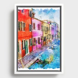 Burano, Italy Framed Canvas