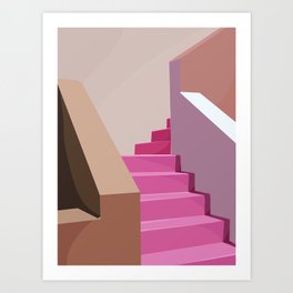 Postcard from somewhere (with pink stairs) Art Print