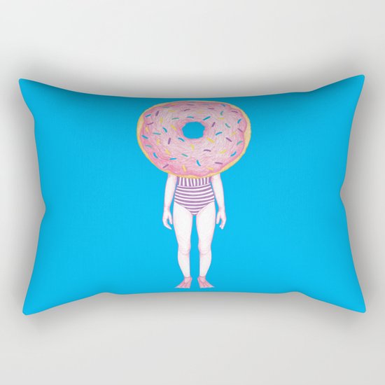 The Summer Treats : Blue Doughnut Rectangular Pillow