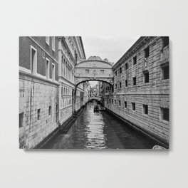 Ponte dei Sospiri Metal Print | Europe, Medieval, Sighs, Black And White, Photo, Venice, Italy, Digital, Canal, Water 