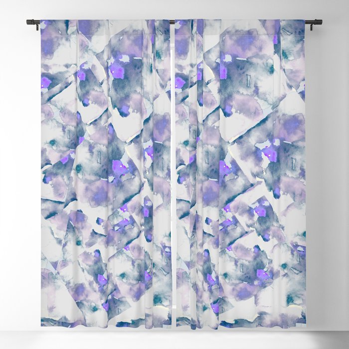 Purple Green Watercolor graphic pattern Blackout Curtain