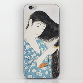 Woman Combing Her Hair  iPhone Skin