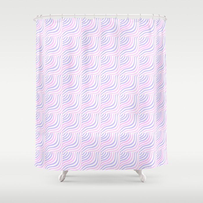 Pastel Pink and Purple Striped Shells Shower Curtain