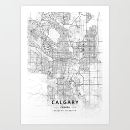 Calgary, Canada - Light Map Art Print