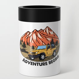 Adventure begins Camping Graphic Design Can Cooler