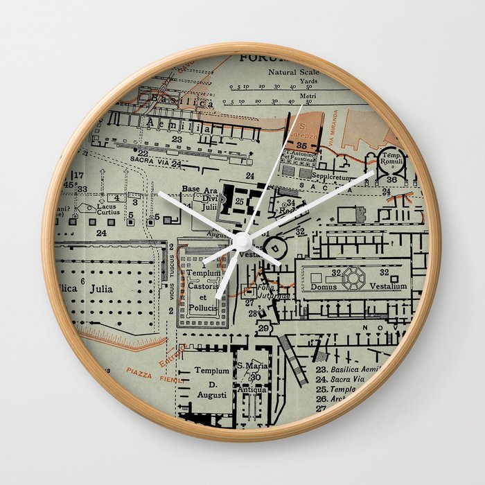 Vintage Map of The Roman Forum (1911) Wall Clock