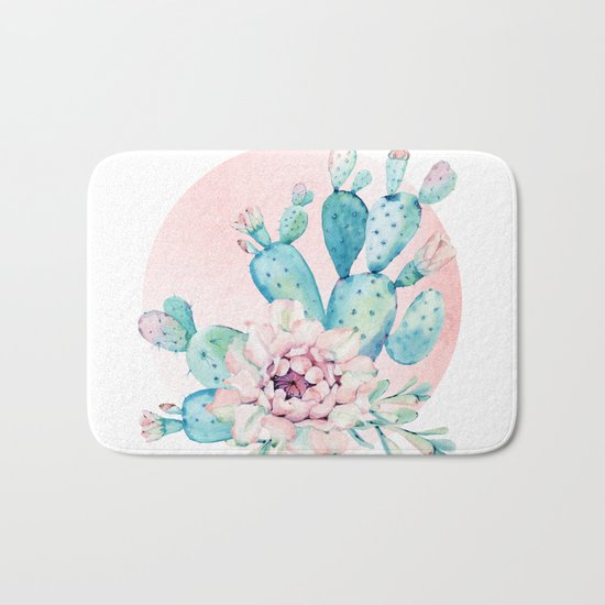 Desert Cactus Flower with Rose Gold Sun Bath Mat