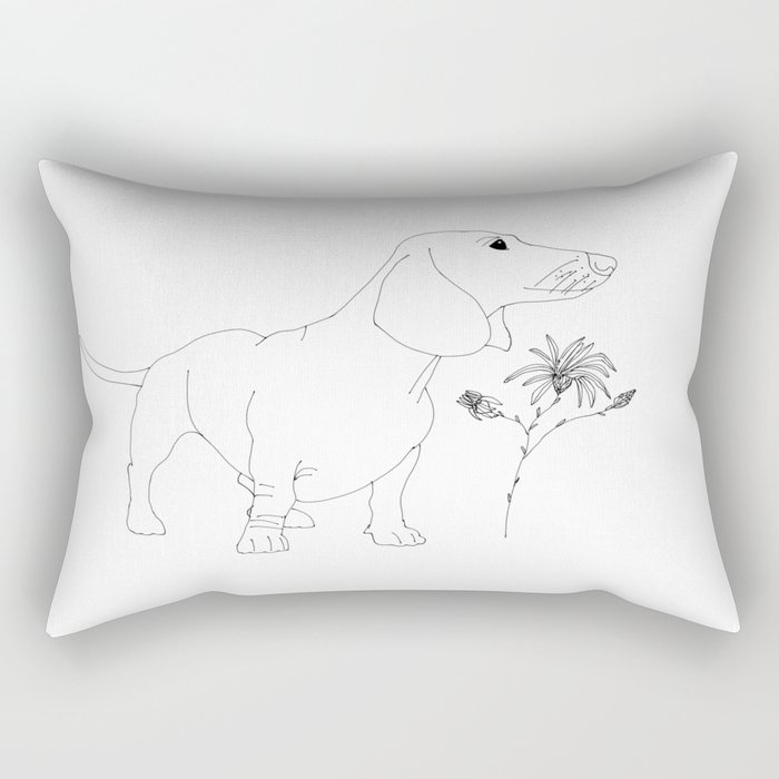 Dachshund illustration blank and white  Rectangular Pillow