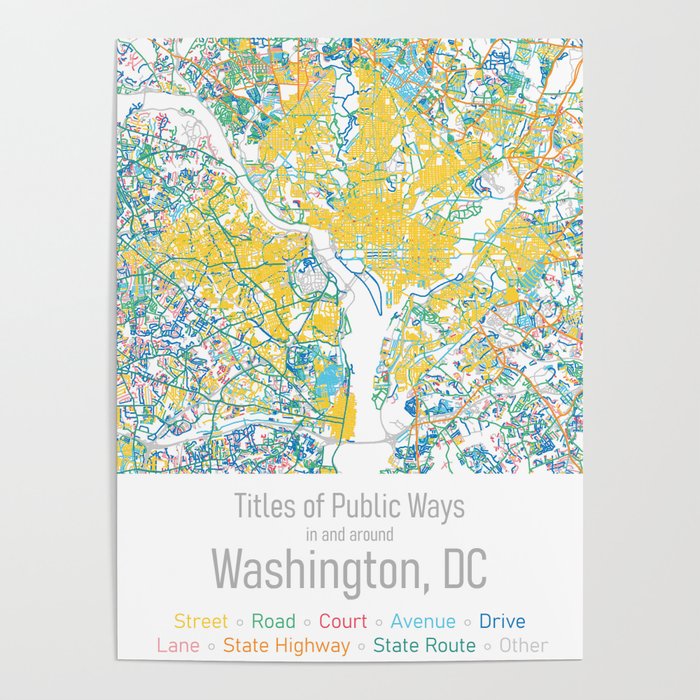 Titles of Public Ways in and around Washington, DC Poster