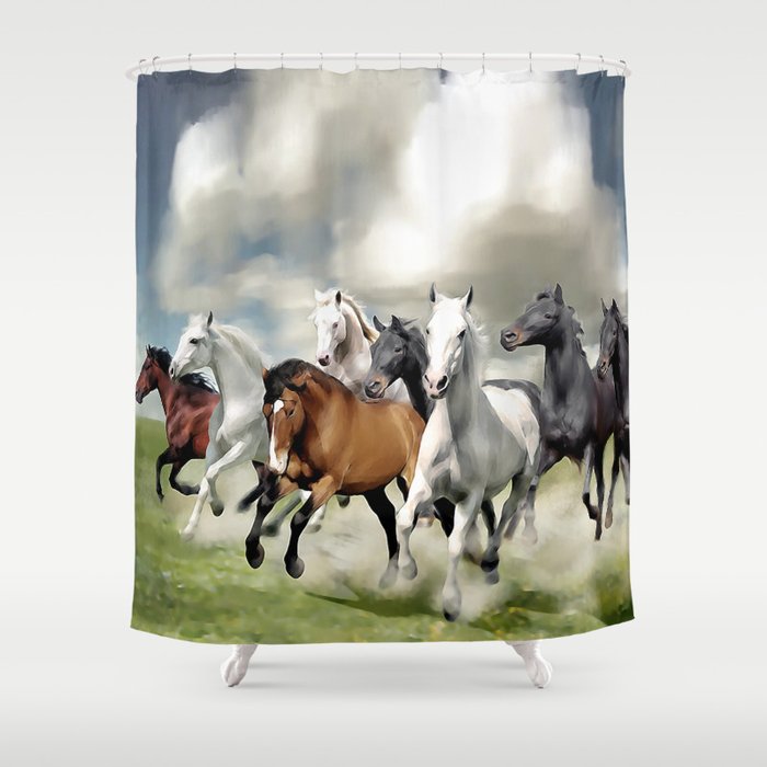8 Horses Running Shower Curtain
