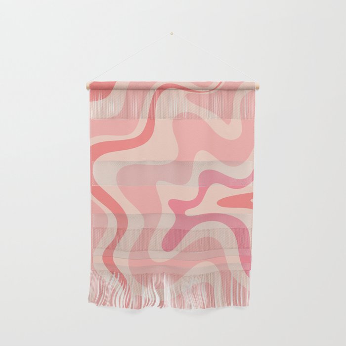 Retro Liquid Swirl Abstract in Soft Pink Wall Hanging