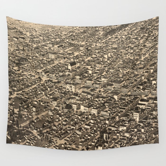 Vintage Pictorial Map of Leadville CO (1882) Wall Tapestry by 