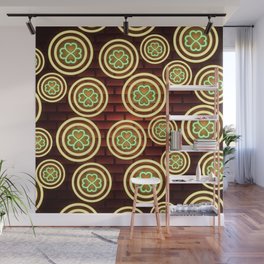 Saint Patrick's Day  with Neon Coin Clover on Background Wall Mural