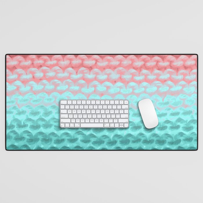 Large Ombre Turquoise Blush Knitting Watercolor Texture #society6 #decor #pink #popart  Desk Mat