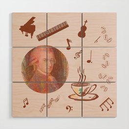 Coffee is a human right for a musician - on a pink background Wood Wall Art