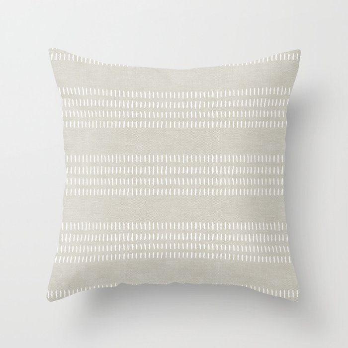 farmhouse stitch - greige Throw Pillow