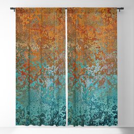 Vintage Copper and Teal Rust Blackout Curtain
