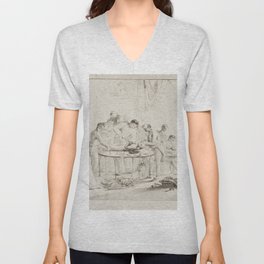 Harriet Cheney - Unwrapping The Mummy (before 1825) V Neck T Shirt