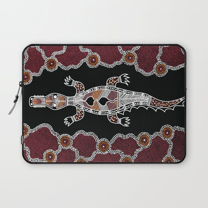 Aboriginal Art Crocodile Authentic Art 2 Laptop Sleeve