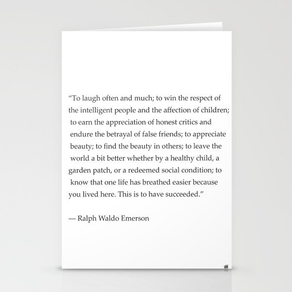 Ralph Waldo Emerson quote. To laugh often and much... Stationery Cards