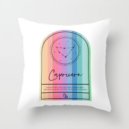 Capricorn Zodiac | Rainbow Stripe Throw Pillow