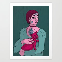 Lady with an angry ermine Art Print