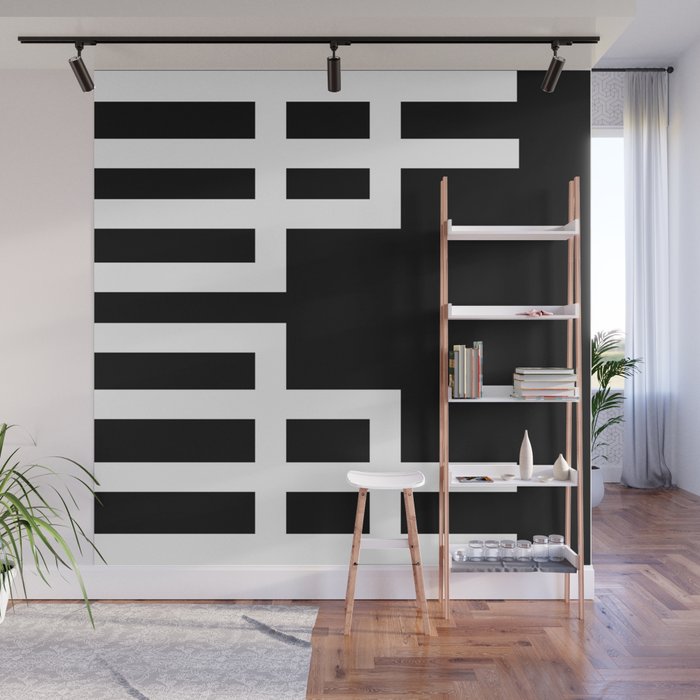 Black and white lines shapes pattern Wall Mural