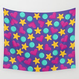 Stars, Dots and Hearts (purple) Wall Tapestry