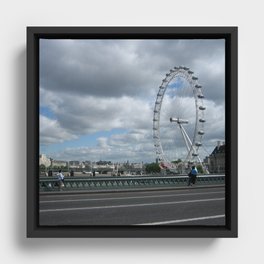 Great Britain Photography - London Eye Seen From A Bridge Framed Canvas