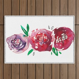 Three Red Christchurch Roses Outdoor Rug
