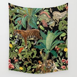 TIGER IN THE DARK JUNGLE Wall Tapestry