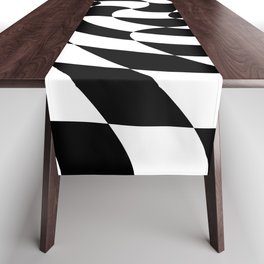 Checkerboard Twirl Pattern (black/white) Table Runner