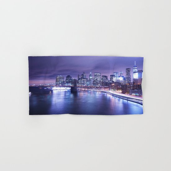 New York City Night Lights : Periwinkle Blue Hand & Bath Towel