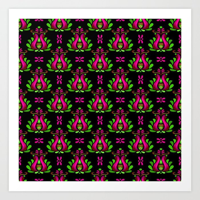 Folk Tulip Wallpaper No 02 Art Print By Gypsyonic Society6