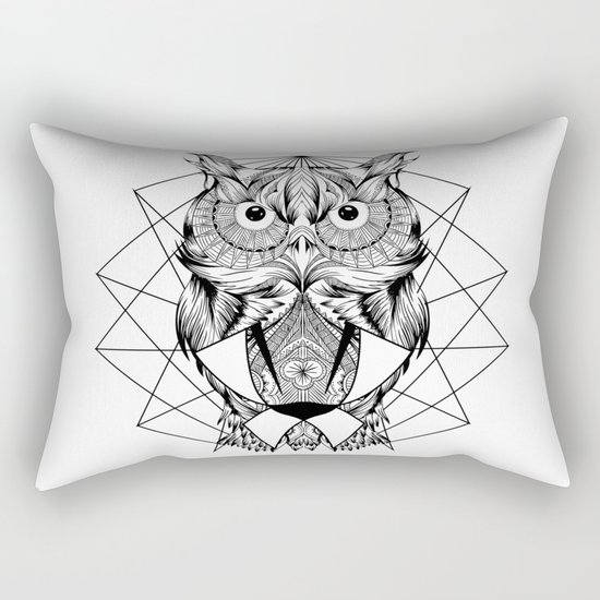 Zentangle Owl Rectangular Pillow