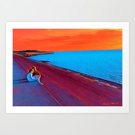 'Sisters at Sunset' by Simon McCall Art Print