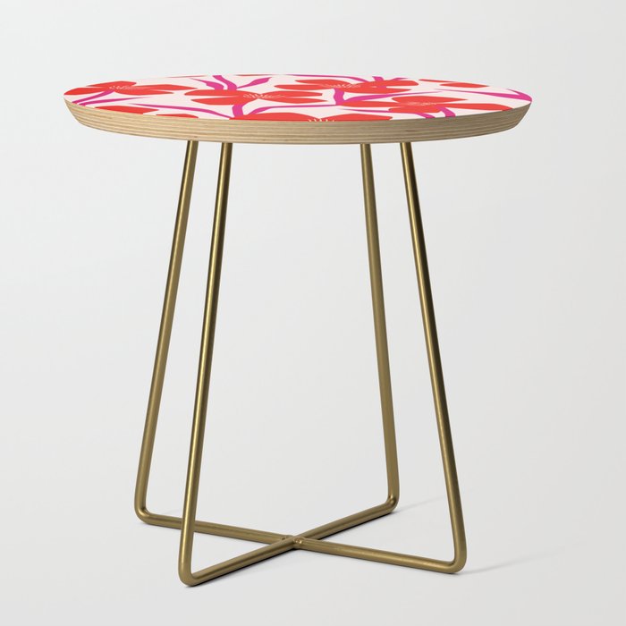 Red and Pink Floral Pattern Side Table
