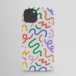 Colorful abstract line squiggle doodle pattern iPhone Case
