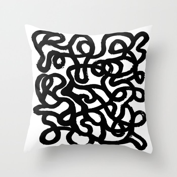 Casette Tape Squiggle Throw Pillow