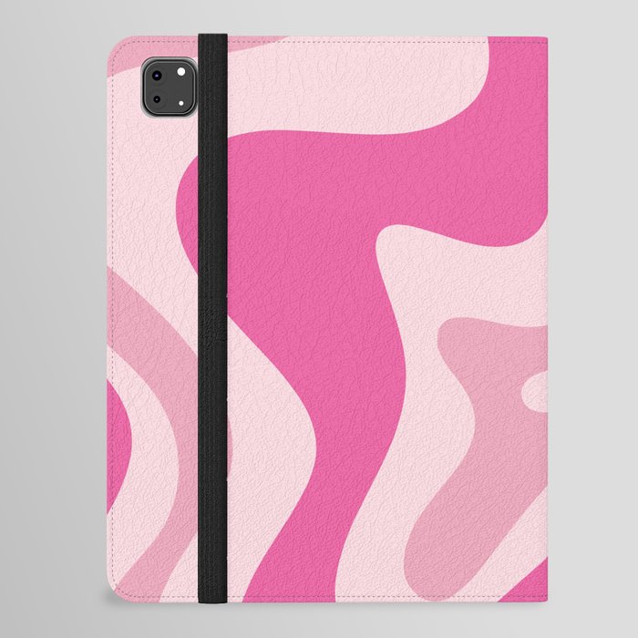 Retro Liquid Swirl Abstract Y2K Pattern in Pink iPad Folio Case