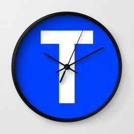 Letter T (White & Blue) Wall Clock