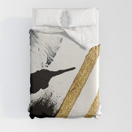 Armor [8]: a minimal abstract piece in black white and gold by Alyssa Hamilton Art Duvet Cover