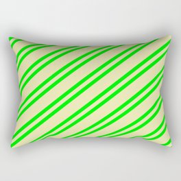 [ Thumbnail: Lime and Pale Goldenrod Colored Pattern of Stripes Rectangular Pillow ]