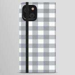 Gray and White Buffalo Plaid Pattern iPhone Wallet Case