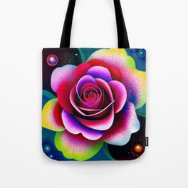 Dynamic and colorful painting of a rose Tote Bag
